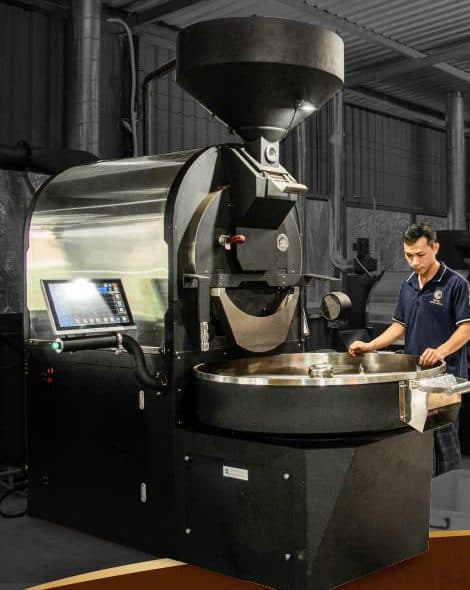 The drum roaster and its cooling tray